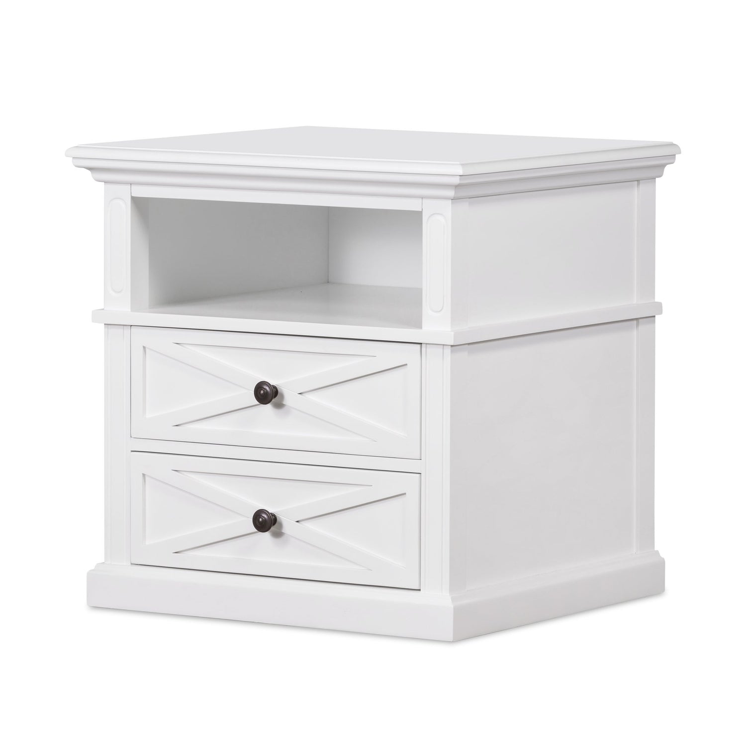 Newport Medium Two Drawer Side Table In White