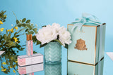 Côte Noire White French Roses In Jade Herringbone Glass