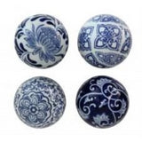 Blue & White Set of Four Decorator Balls