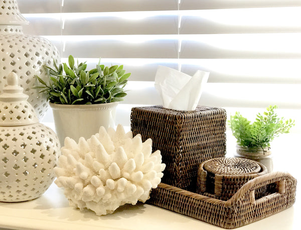 Rattan Tray With Arched Handles In Small