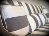 Newport Three Seater Sofa In Grey Stripe with Piping