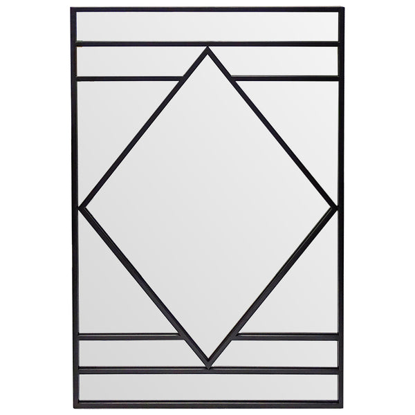 Black Art Deco Diamond Mirror - EX DISPLAY PICKUP ONLY PERTH SHOWROOM