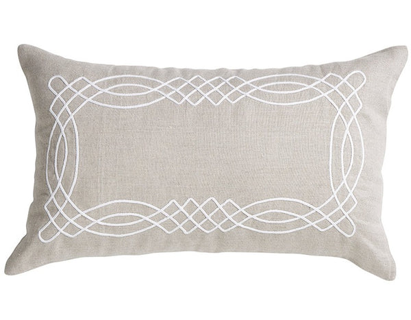 Beige Linen Scroll Lumbar Cushion 30cm x 50cm