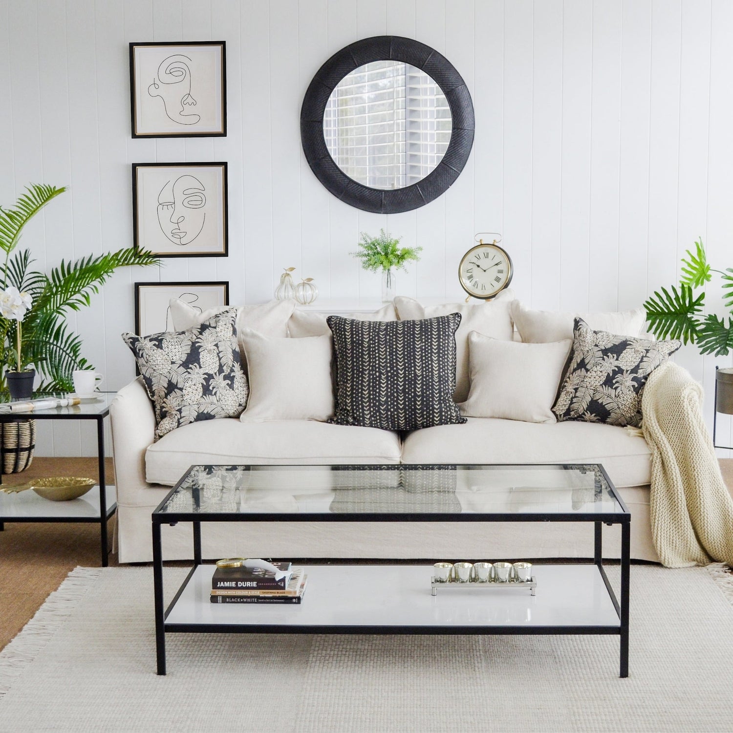 Rectangle Marble & Glass Coffee Table