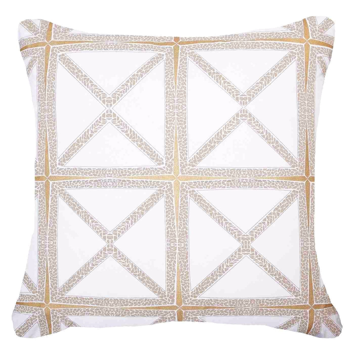 Designer Diamond Star Lounge Cushion In White & Gold 55x55cm