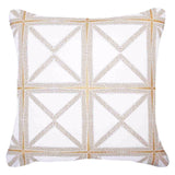 Designer Diamond Star Lounge Cushion In White & Gold 55x55cm