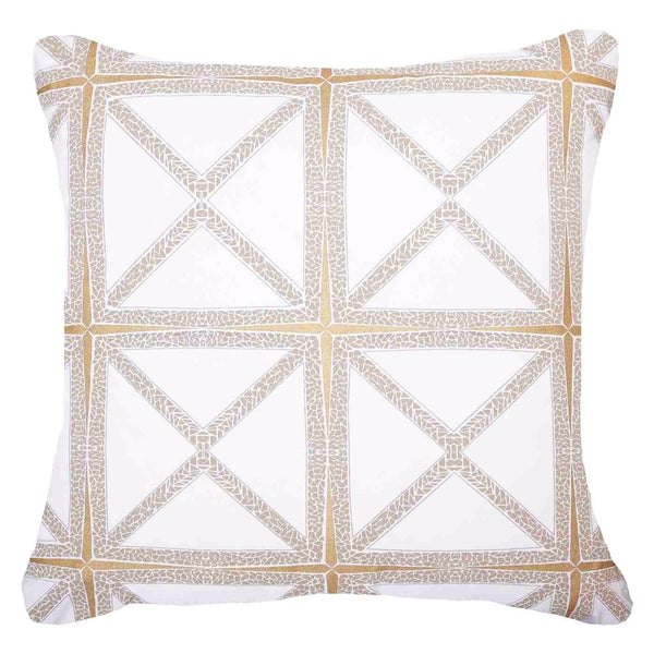 Designer Diamond Star Lounge Cushion In White & Gold 55x55cm - SAVE 30% OFF!