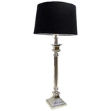 Ex-Display Silver Slimline Lamp With Black Shade In Tall