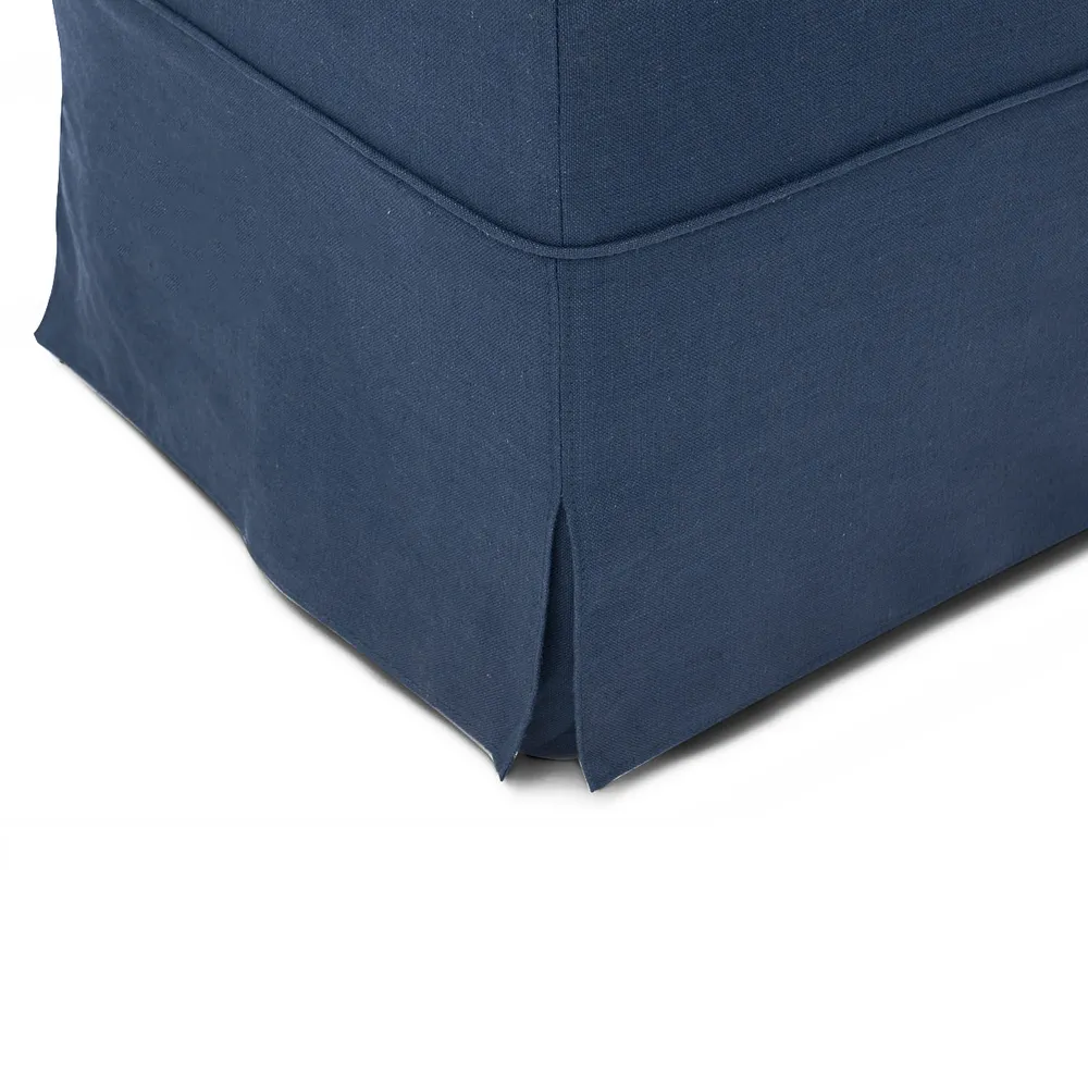 Luxury Navy Linen Ottoman