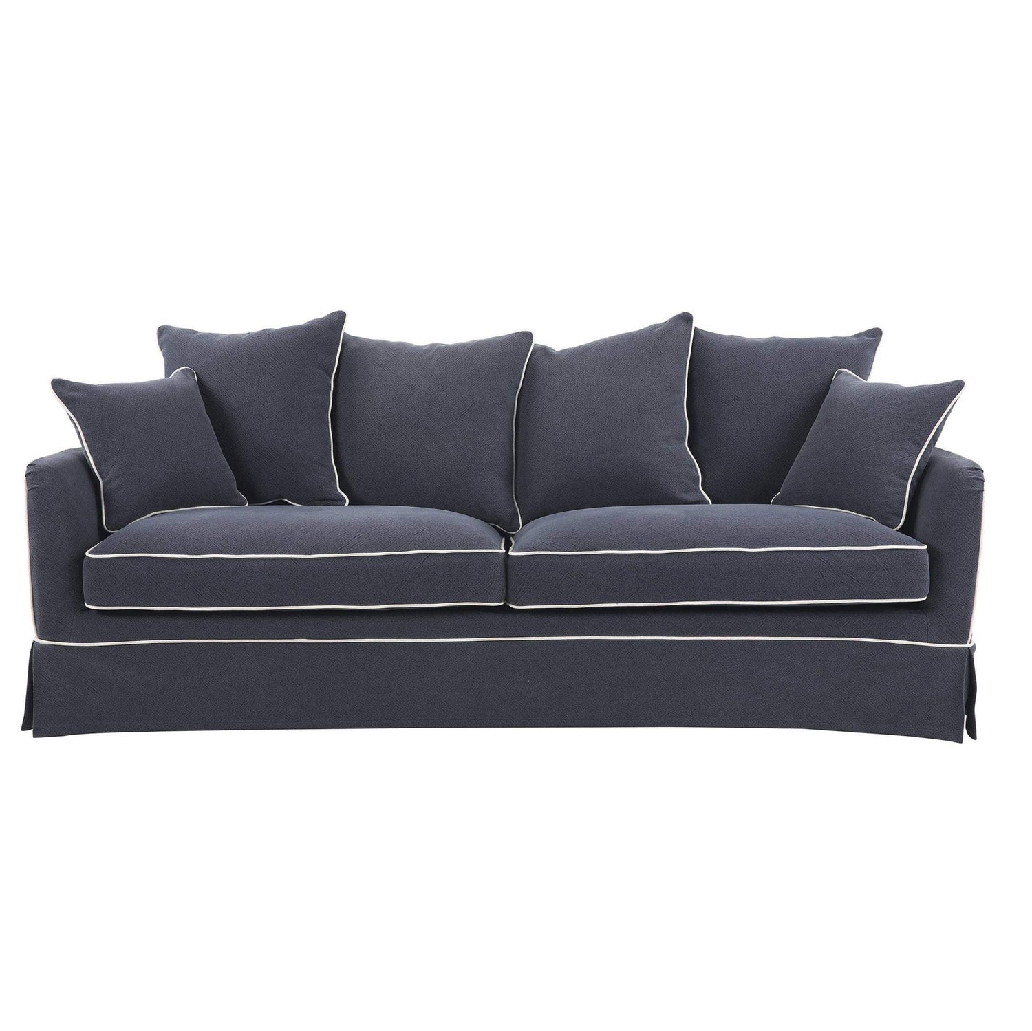 Avondale Three Seater Sofa In Navy with White Piping