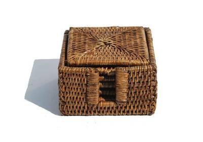 Rattan Square Coaster Set