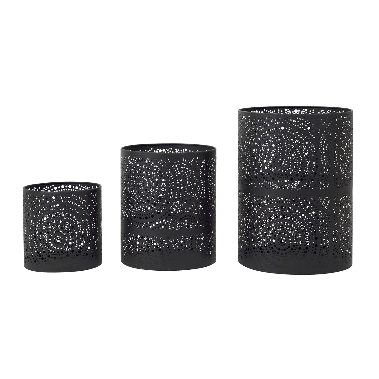 Set of Three Black Metal Hurricanes