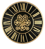 Ex-Display Black & Gold Wall Clock With Moving Gears