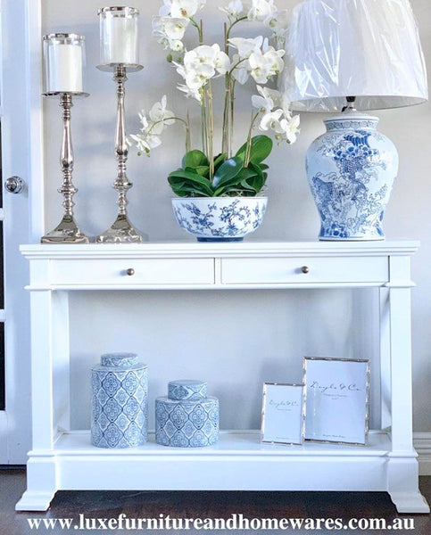 Bayview Two Drawer Console Hall Table In White
