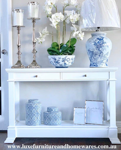 Bayview Two Drawer Console Hall Table In White