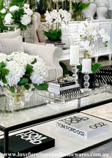 Rectangle Marble & Glass Coffee Table - WA WAREHOUSE ONLY