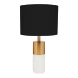 Marble and Brass Table Lamp with Black Linen Shade