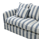Avondale Two Seater Sofa In Sky Blue Stripe with Piping