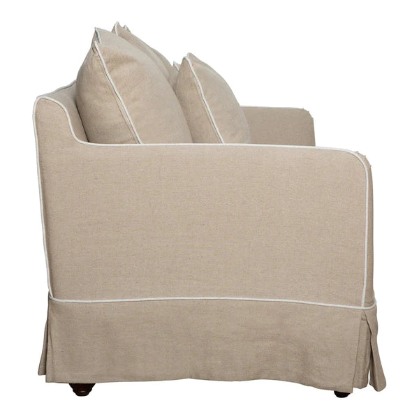 Avondale Two Seater Sofa In Natural with White Piping