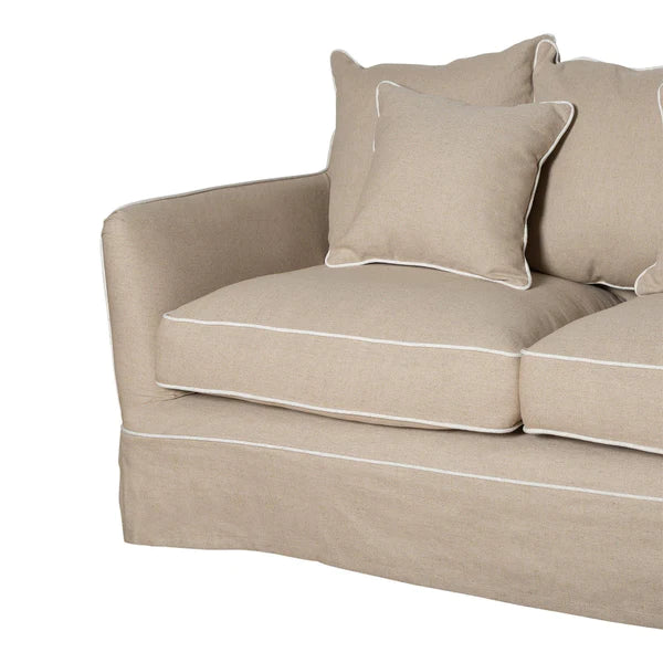 Avondale Two Seater Sofa In Natural with White Piping
