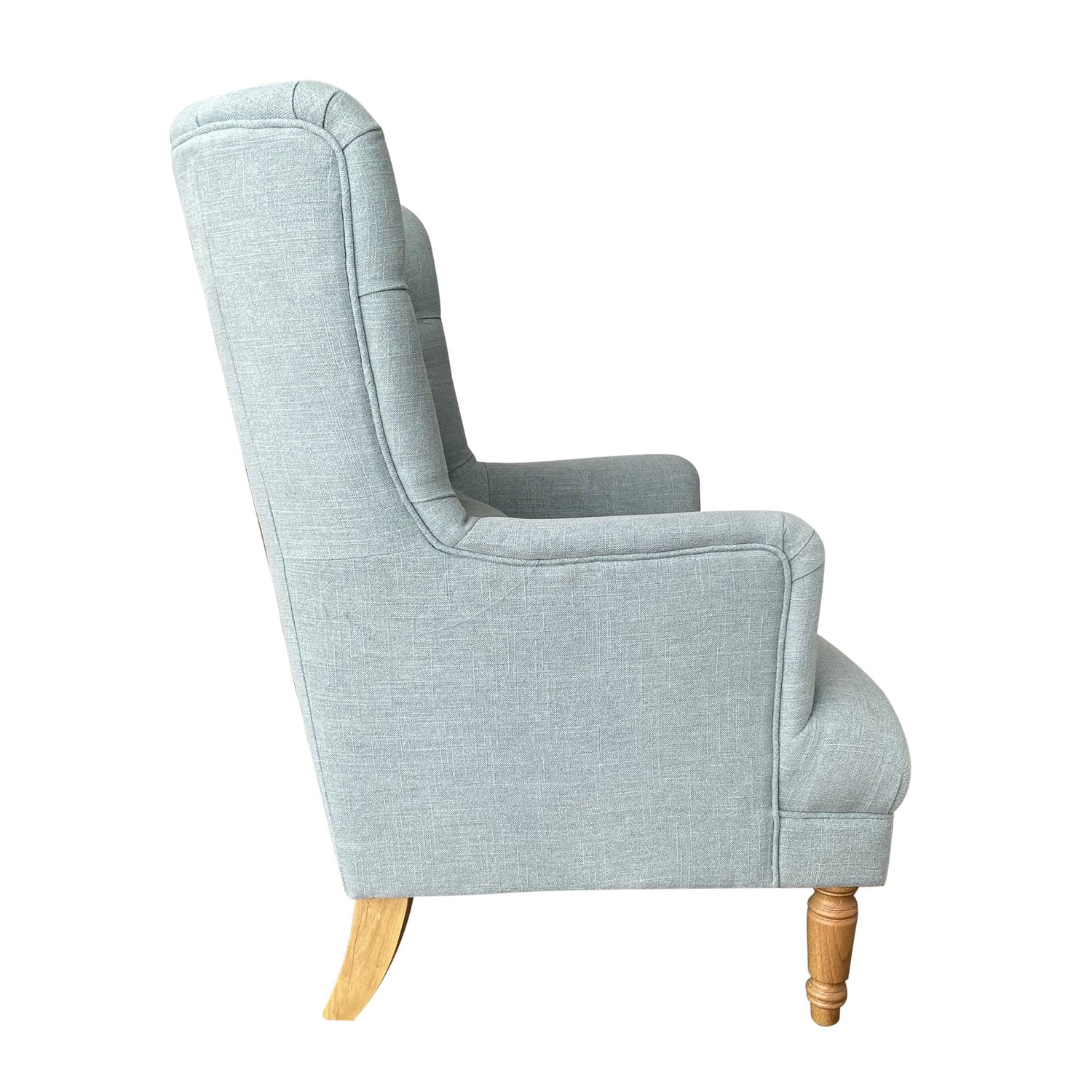 Chesterfield Winged Armchair In Sage Linen