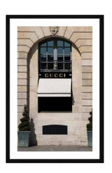 Ex-Display Large Gucci Building Designer Print In Black Gloss Frame With Glass