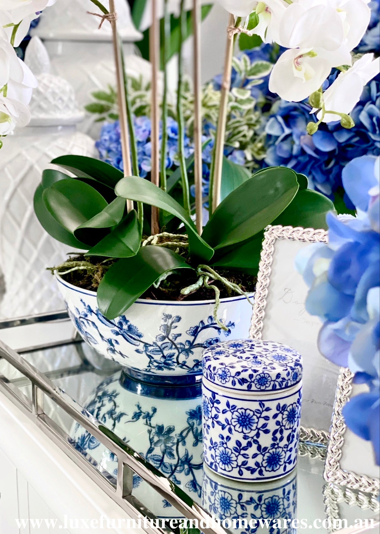 Small Blue & White Vine Canister