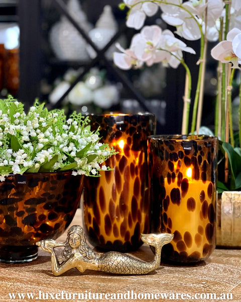 Large Amber Glass Vase - SAVE 40% OFF!