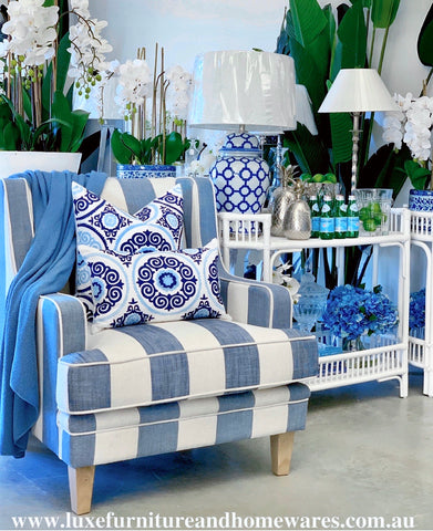 Newport Armchair In Classic Blue Stripe