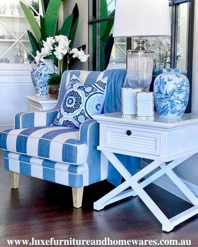 Long Island Cross Leg Side Table In White