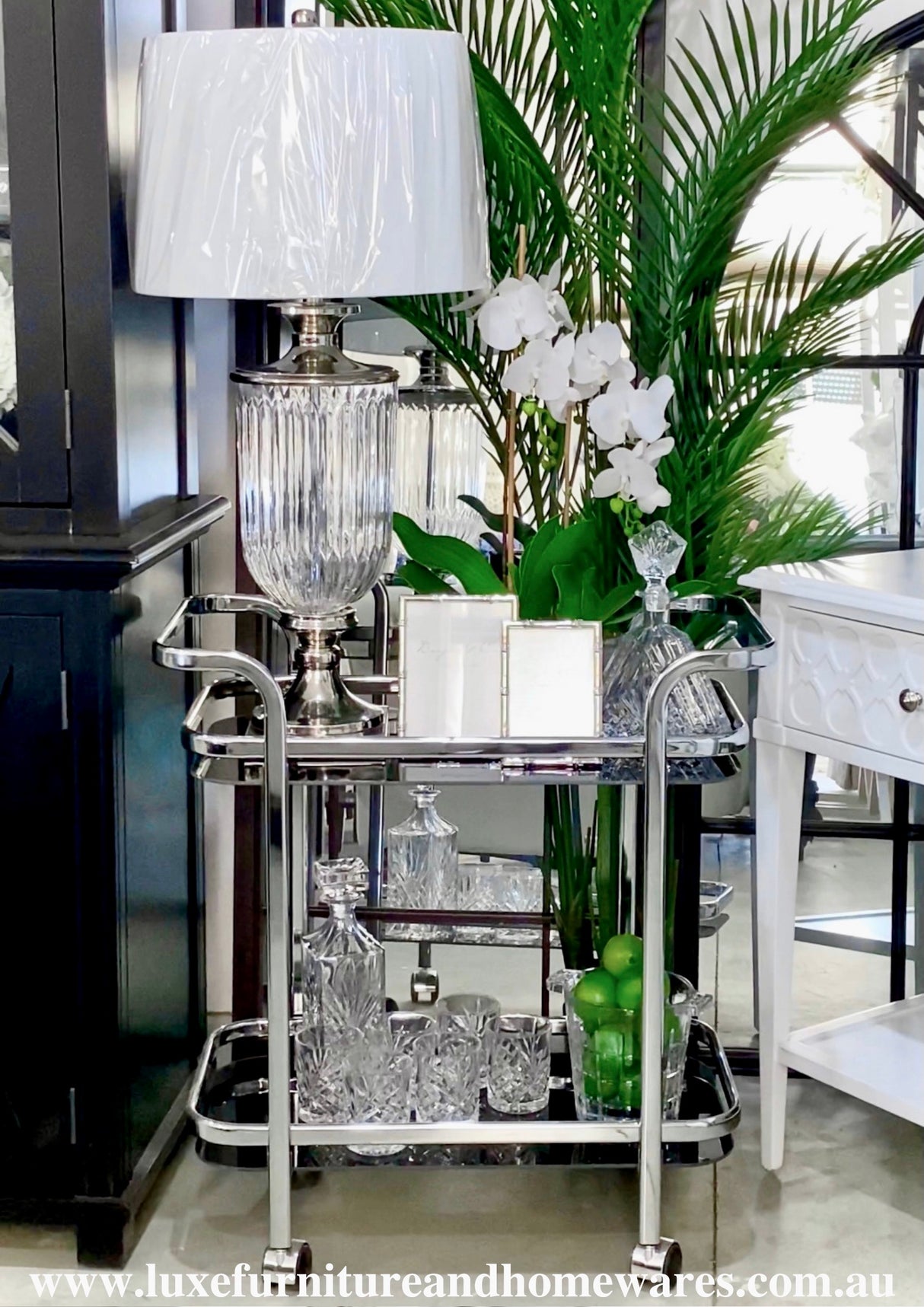 Black & Chrome Rectangular Bar Cart