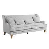 Newport Three Seater Sofa In Blue And White Pinstripe with Piping