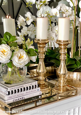 Pair Of Gold Round Based Candlesticks