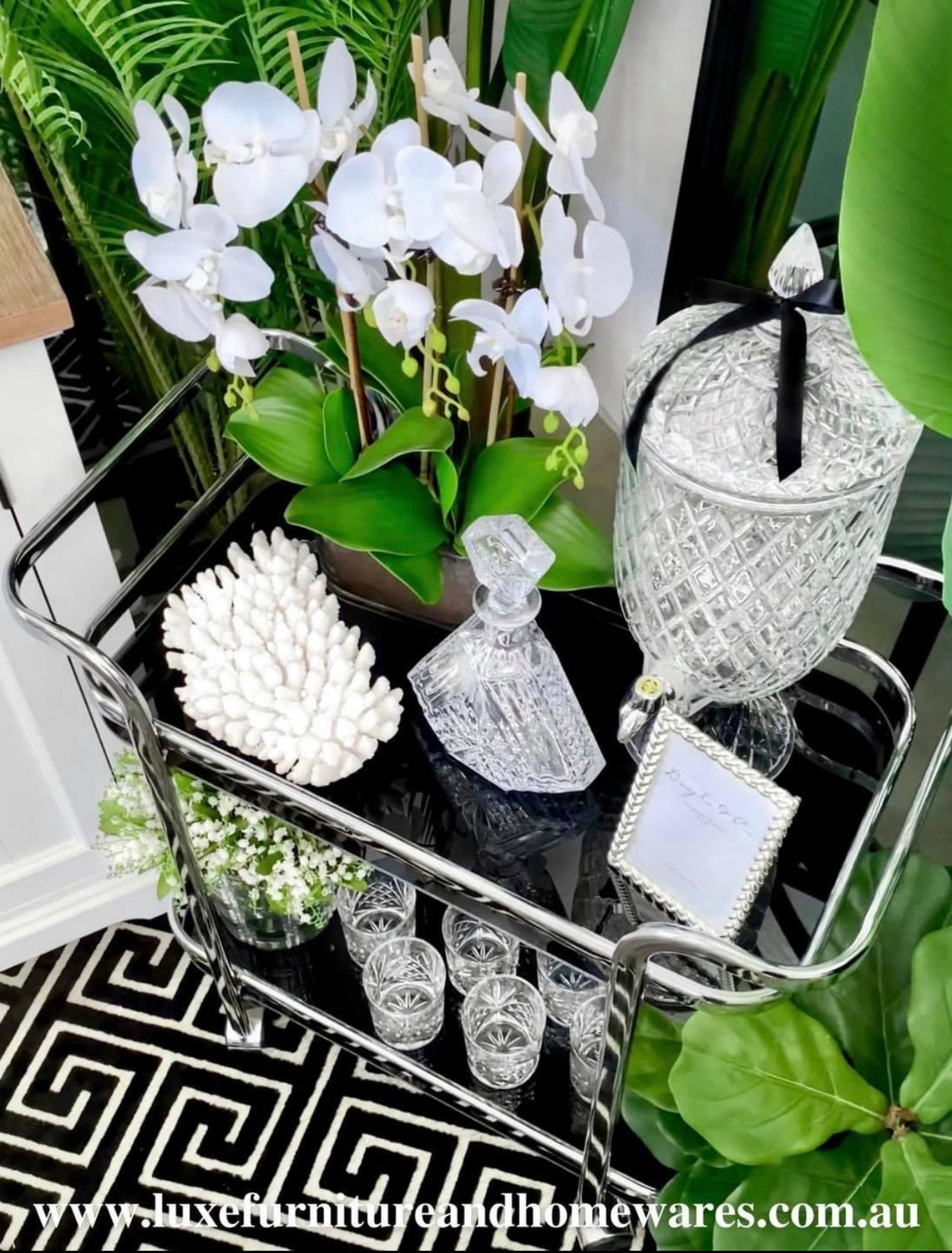 Black & Chrome Rectangular Bar Cart