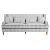 Newport Three Seater Sofa In Blue And White Pinstripe with Piping