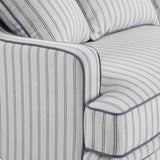 Newport Three Seater Sofa In Blue And White Pinstripe with Piping