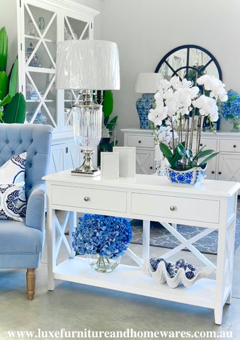 South Hampton Two Drawer Console Table In White
