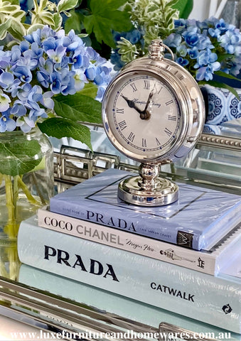Small Hamptons Living Clock - White & Navy