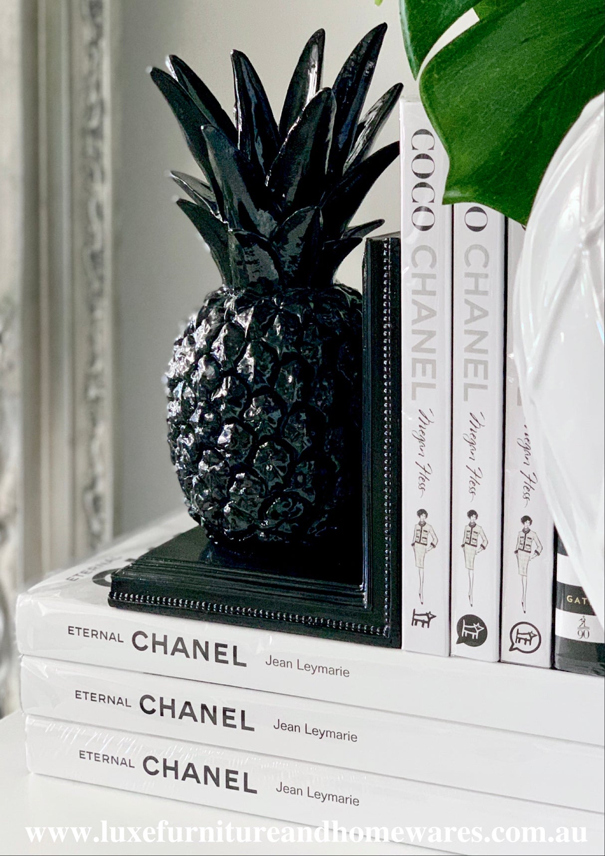 Pair Of Black Pineapple Bookends