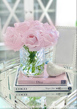 Côte Noire French Pink Rose Buds In Clear Herringbone Glass