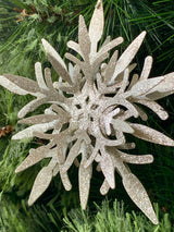 Set Of Three Frosted Snowflake Christmas Ornaments