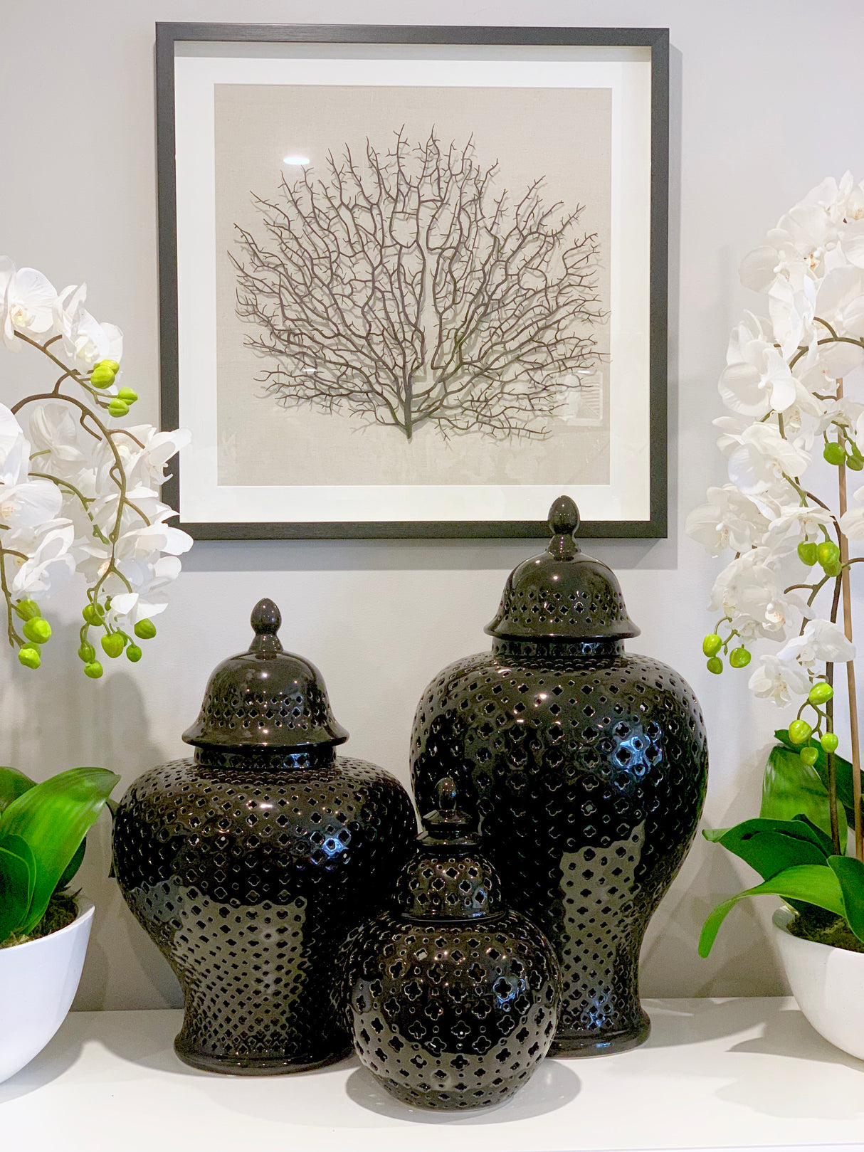 Black Framed Faux Sea Fan