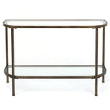 Portland Antique Brass and Glass Console Table