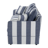 Avondale Three Seater Sofa In Denim Blue Stripe with Piping