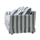 Avondale Two Seater Sofa In Sky Blue Stripe with Piping