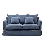 Avondale Two Seater Sofa In Navy with White Piping