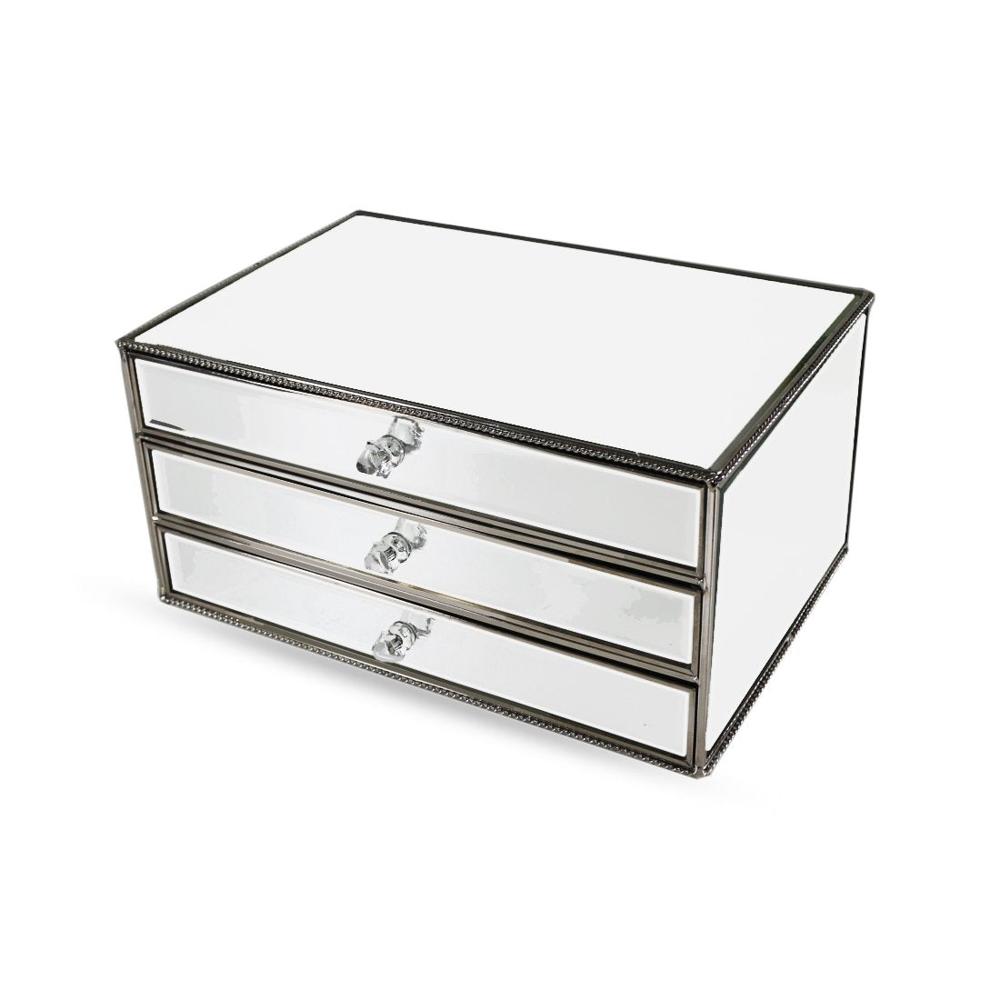 Mirrored Glass Three Drawer Jewellery Box