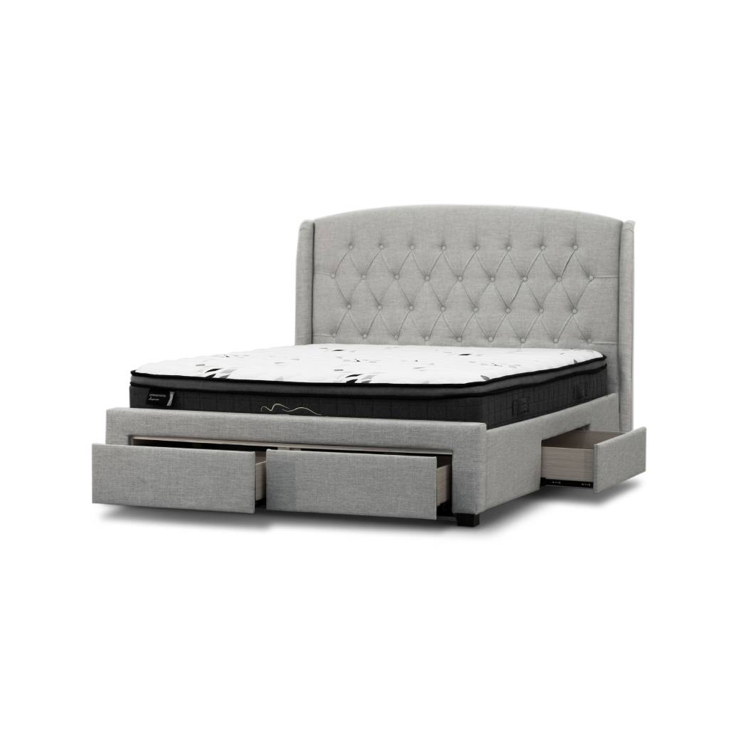 Royale Grey Upholstered Queen Size Bed Frame