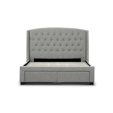 Royale Grey Upholstered Queen Size Bed Frame