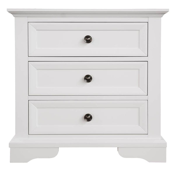 Bayview Three Drawer Bedside Table In White